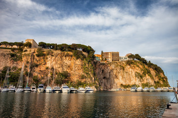 Fototapeta na wymiar Cliff Of Monaco City From Port De Fontvieille
