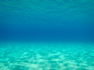 Fototapeta na wymiar Sandy sea floor with reflections of sunlight .