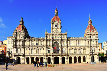Obraz na płótnie Canvas A Coruña town hall in the María Pita square. La Coruña, Galicia. Spain. Europe. October 8, 2019 