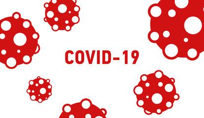 Cution Coronavirus or covid-19 poster concept, Dangerous Coronavirus vector Cells in red color flying random icons background