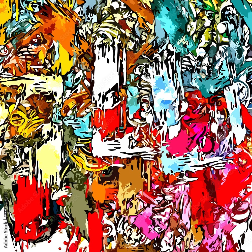 Poster abstract background blurred texture of shapes of colored lines and spots of paint