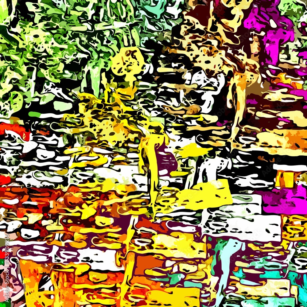 Poster abstract background blurred texture of shapes of colored lines and spots of paint