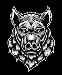 Illustration vector wild boar's head-design.