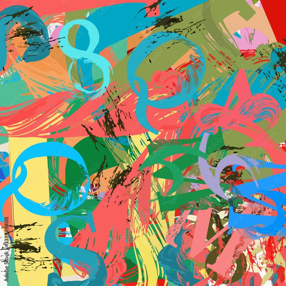 Poster abstract background blurred texture of shapes of colored lines and spots of paint