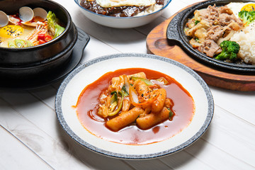 Tteok-bokki or stir-fried rice cakes is a popular,  Korean food