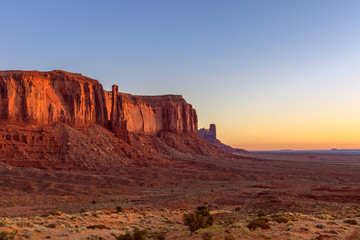 Obraz na płótnie Canvas View of Monument Valley in the taime of beautiful sunrise on the border between Arizona and Utah, USA