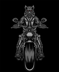 hog ridding on motorcyle-vector template illustration.