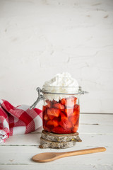 glass of strawberry with cream