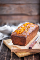 Delicious homemade orange and poppy seeds loaf cake