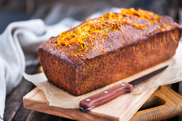 Delicious homemade orange and poppy seeds loaf cake