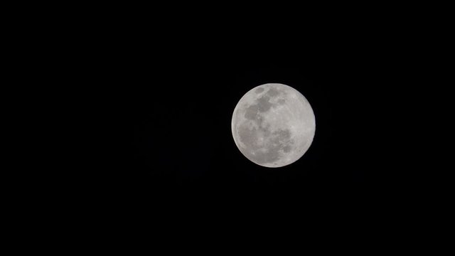 the bright moon moving slowly in clear sky background with copy space