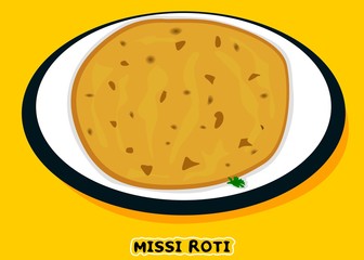 Missi Roti indian Chapati or Bread Vector