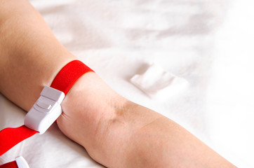 Woman's vein ready for intravenous injection during