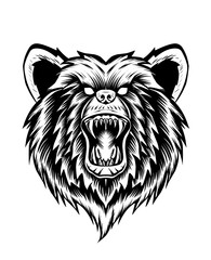 Illustration vector bear head angry face perfect print for T-shirt,hoodie