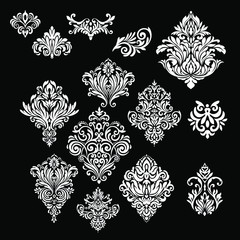 Oriental vector damask patterns for greeting cards and wedding invitations.