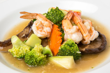 stir fried broccoli with shrimps chinese style thai food