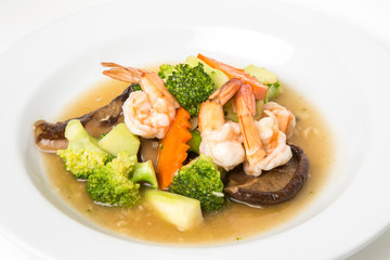 stir fried broccoli with shrimps chinese style thai food