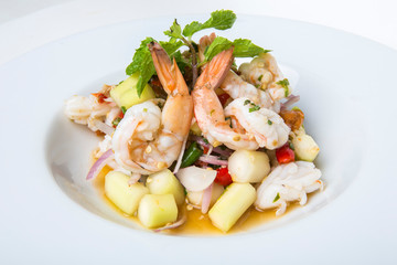 delicious spicy mixed seafood thai food 