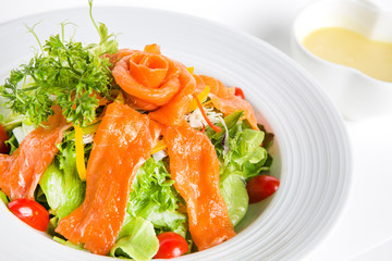 luxury delicious smoked salmon salad serve with cream salad sauce