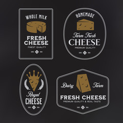 Cheese labels set. Vector vintage illustration.
