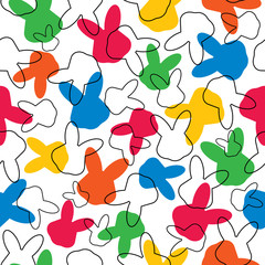 Colorful bunny, rabbit head on light background. Seamless, repeat pattern. Perfect for easter decorations.