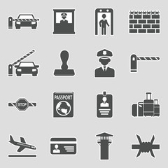 Border Crossing Icons. Sticker Design. Vector Illustration.