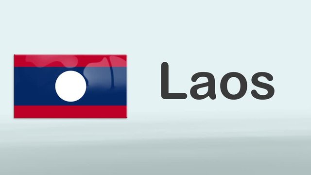 3d Presentation promo intro in white background with a colorful ribon of the flag and country of Laos