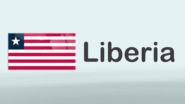 3d Presentation promo intro in white background with a colorful ribon of the flag and country of Liberia