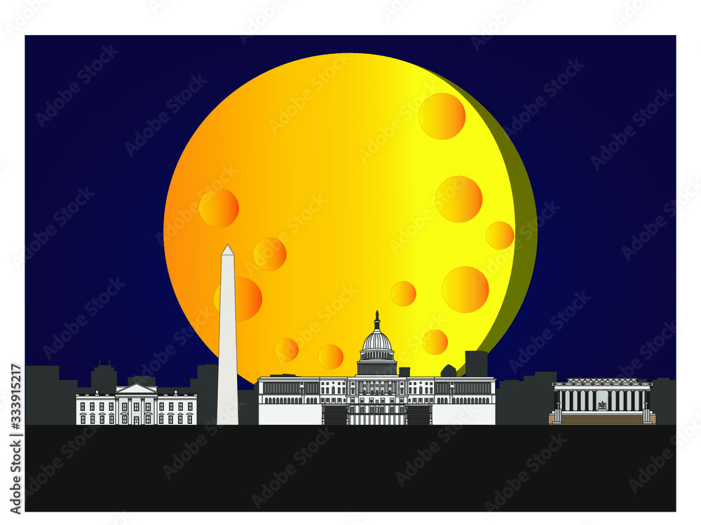 Poster washington dc city skyline in united states