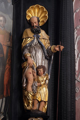 Obraz premium Saint Roch, statue on the altar of Saint Dionysius in the Church of Saint Catherine of Alexandria in Zagreb, Croatia