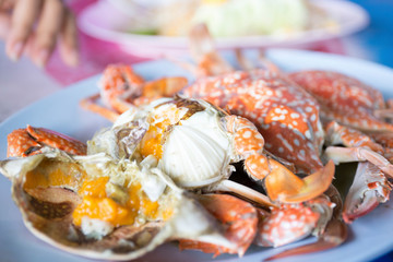 Steamed blue crab