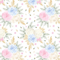 seamless pattern with beautiful pastel color roses