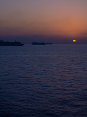 Fototapeta premium Cruise ships in the open ocean at the quarantine time during COVID-19 virus epidemic