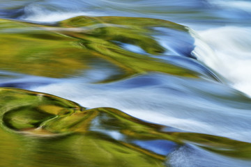 Abstract landscape of the Presque Isle River rapids captured with motion blur, Porcupine Mountains Wilderness State Park, Michigan's Upper Peninsula, USA
