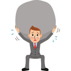 重圧を支える男性会社員