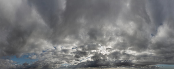 Fantastic dark thunderclouds, sky panorama