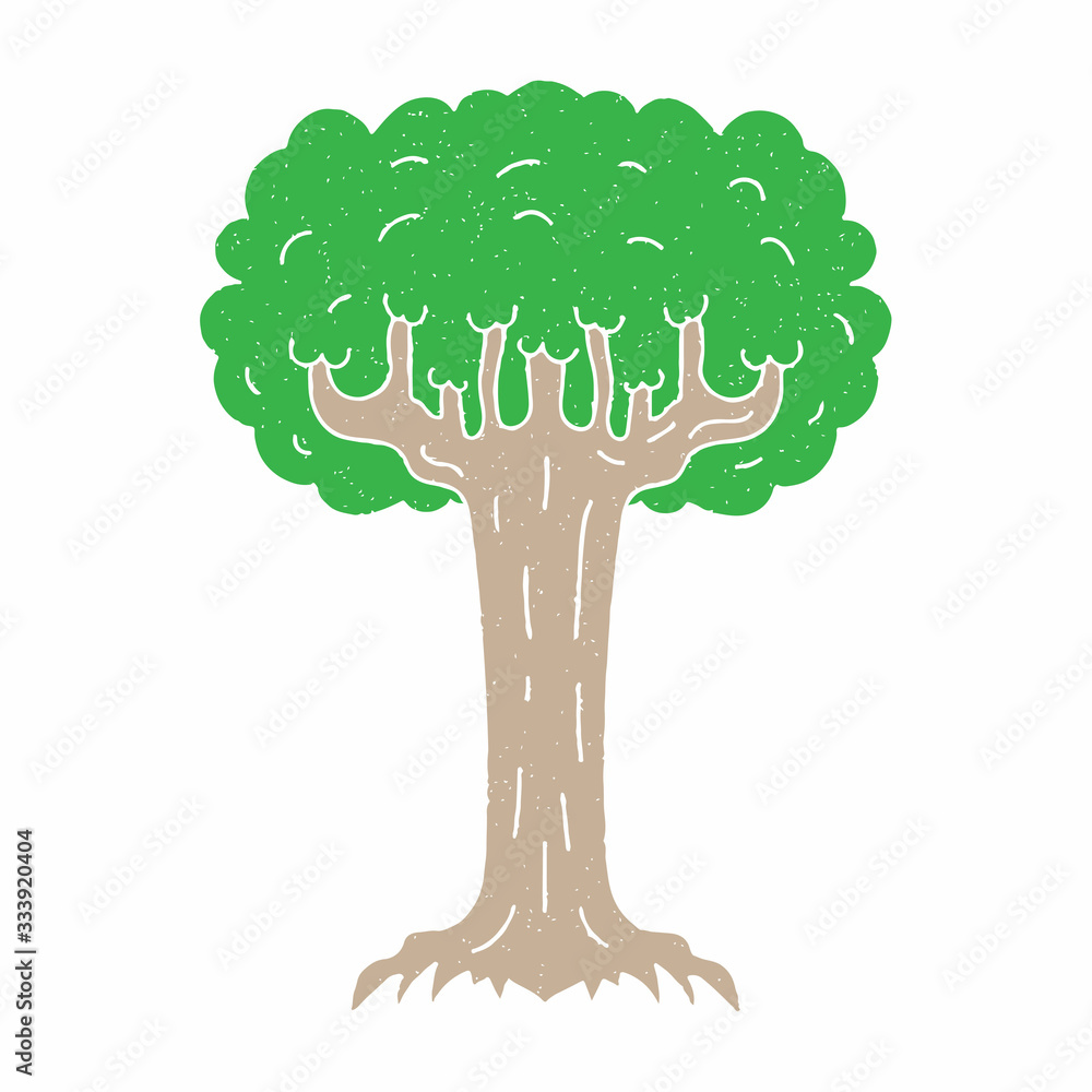 Poster tree vector design. digital hand drawn style. grain texture