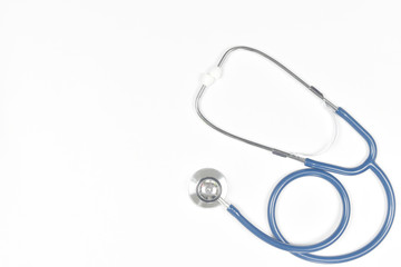 Stethoscope for medical check-up on white background.