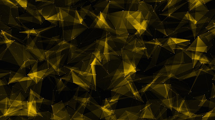 Poly polygon dark yellow backgrounds fabricate with connecting points and lines. Structure of the science connection.