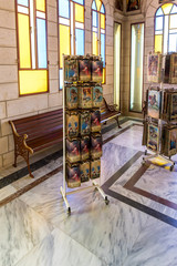 Religious cards for sale in a store in the Greek Monastery - Shepherds Field in Bayt Sahour, a suburb of Bethlehem. in Palestine