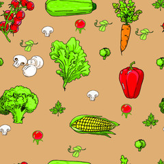 vegetables color pattern on a beige background