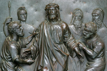 Obraz premium 10th Stations of the Cross, Jesus is stripped of His garments, St Francis Xavier's Church in Zagreb, Croatia