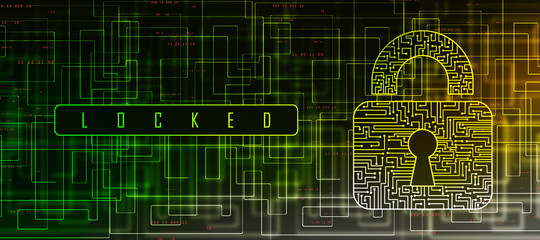 2d illustration Safety concept: Closed Padlock on digital background