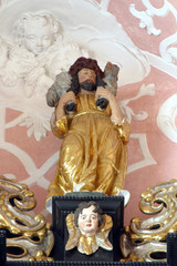 Jesus the Good Shepherd, statoe on the altar of the Holy Spirit in the Church of Saint Catherine of Alexandria in Zagreb, Croatia