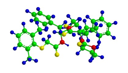 Molecular structure of Lopinavir, 3D rendering