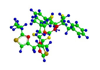 Molecular structure of Ritonavir, 3D rendering