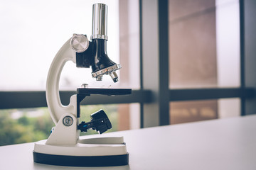 Microscope on the Desk in Laboratory