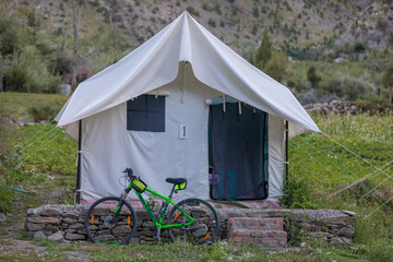 Cycle mountain bike and tent