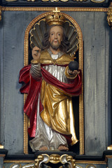 Jesus Christ the Almighty, statue on the pulpit in the Church of Saint Catherine of Alexandria in Zagreb, Croatia