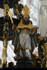 Saint Augustine, statue on the pulpit in the Church of Saint Catherine of Alexandria in Zagreb,...